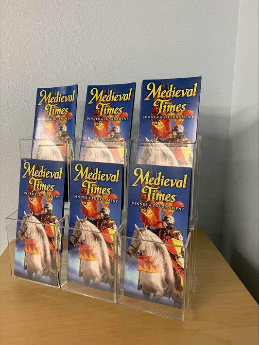 Brochure Holder with Six 4"W Pockets 2 Tier Rack Card Stand