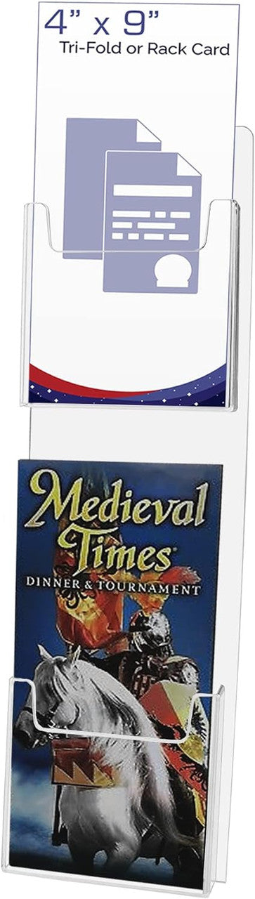 Slatwall 4"W Trifold Brochure Holder 2 Pocket Display