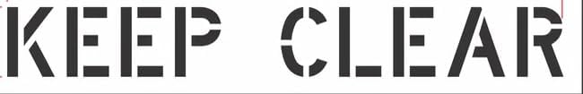 KEEP CLEAR Stencil with 12" Letters for Pavement and Curbs