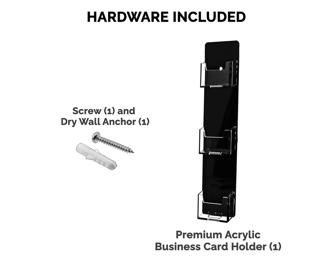 3 Pocket Hanging Vertical Business Card Holder Clear on Black