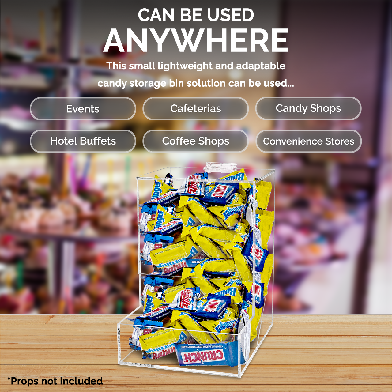 6"W Candy and Mint Food Storage Bin Clear Acrylic