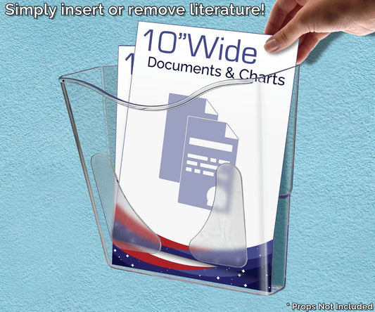 File Chart Holder 10"W Wall Mount Literature Pocket
