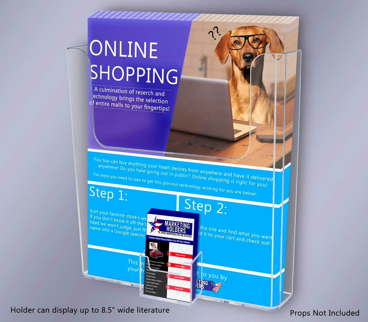 8.5"W Catalog Holder With Vertical Card Slot and Suction Cups