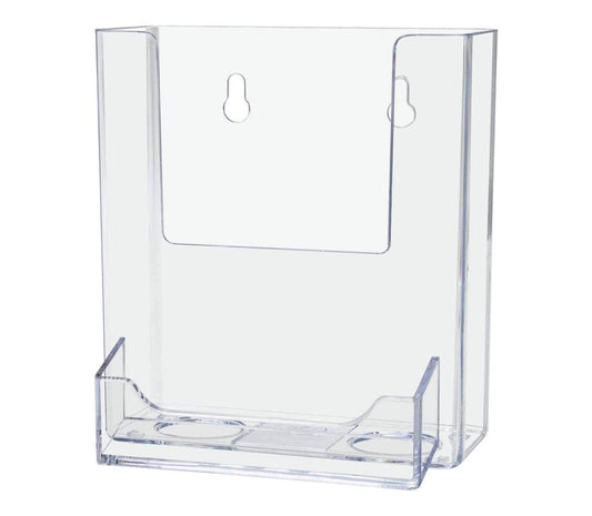 4"W Trifold Brochure Holder with Business Card Pocket