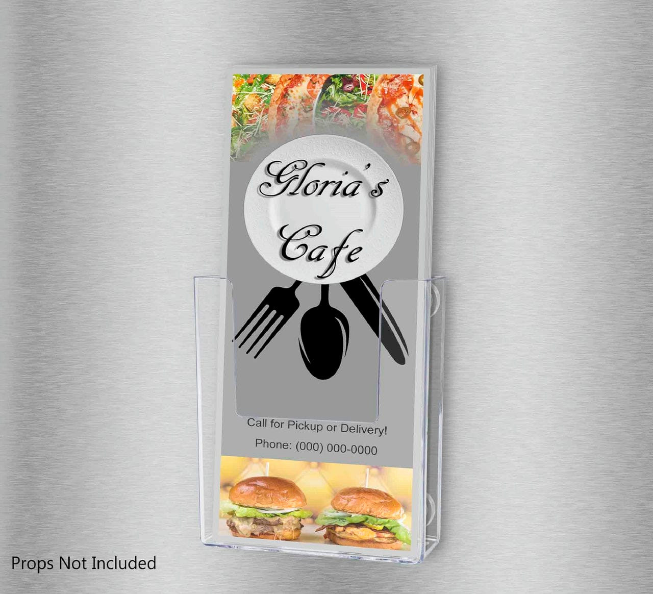 Magnetic Brochure Holder on Refrigerator