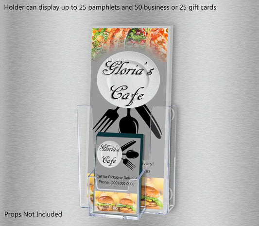 4"W Magnetic Trifold Holder with Vertical Business Card Pocket