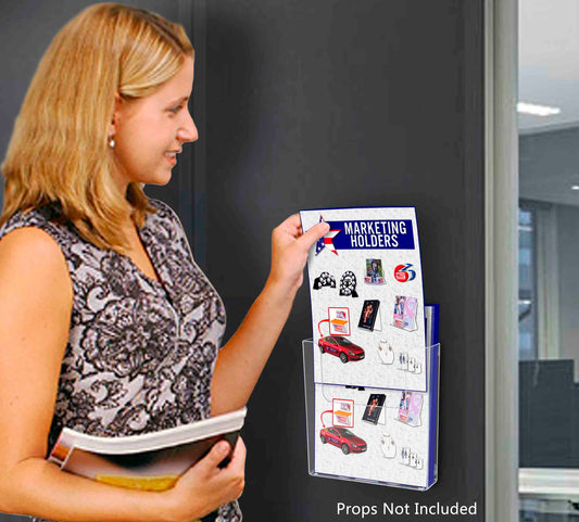 6.5"W Magnetic Booklet Holder Metal Mount Brochure Display