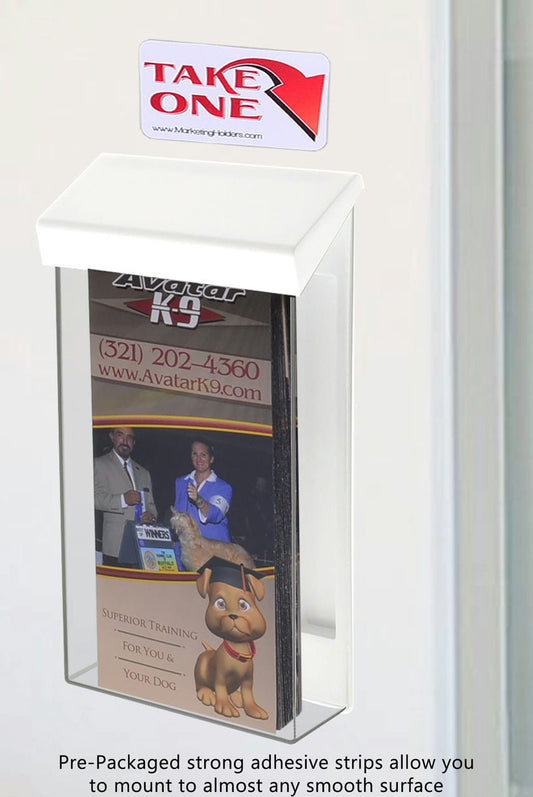 4"W x 9"H Outdoor Rack Card Holder Wall Brochure Box with White Lid