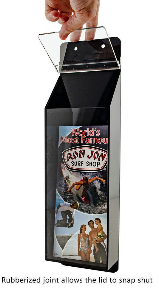 4"W x 9"H Outdoor Brochure Holder Wall Clear and Black Box