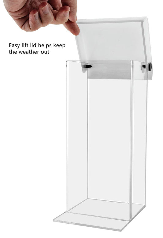 Three and three quarters Tri Fold Brochure Holder Outdoor Literature Box with Lid easy lifting action