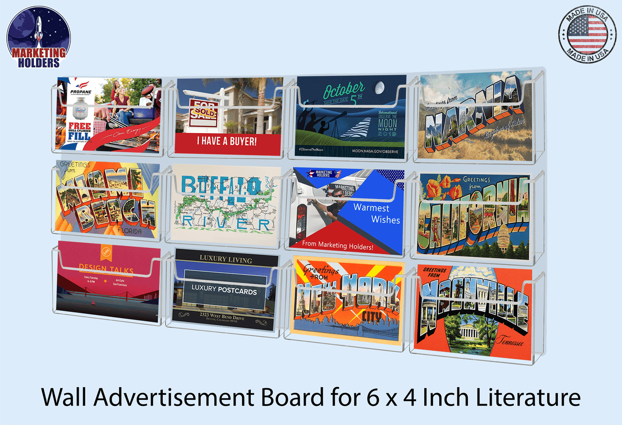 Wall Postcard Holder Organizer 12 Pocket for 6"W Advertisements