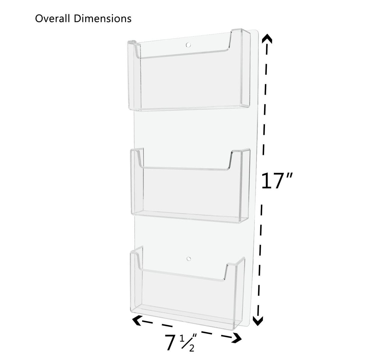 Wall 3 Pocket Postcard Holder for 6"W Advertising Literature