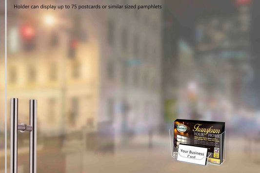 Suction Cup 6"W Postcard Holder with Card Pocket Window Display