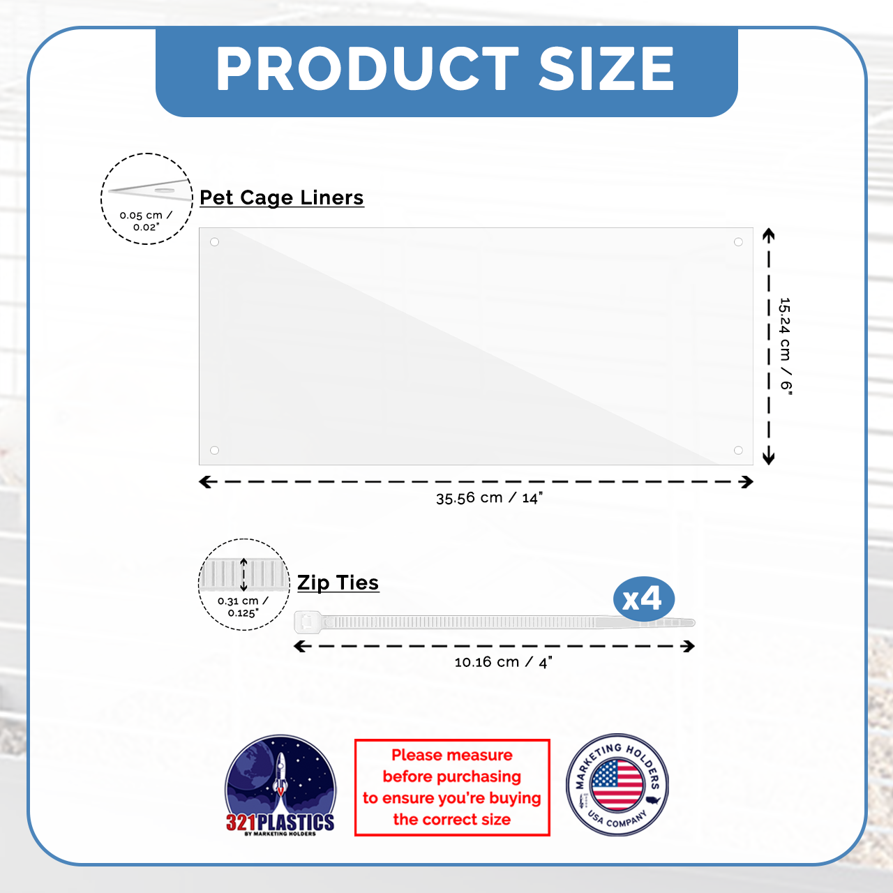 14"W x 6"H Urine Guard Pet Cage Siding Liner Splash Guard Clear