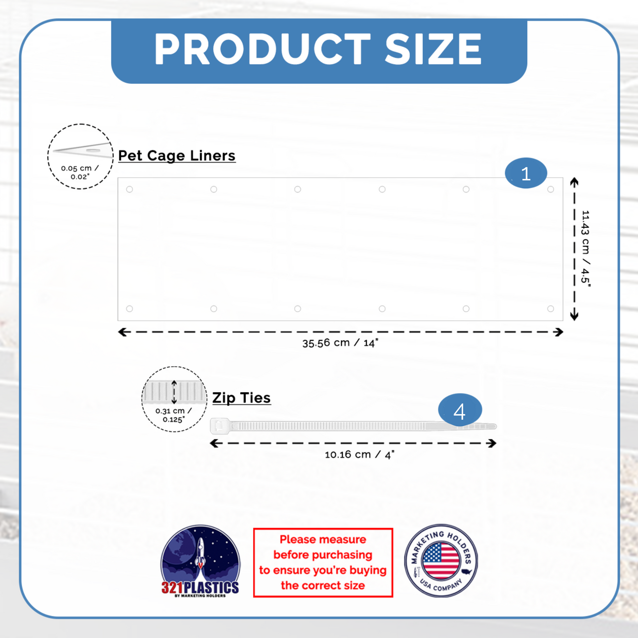 14"W x 4.5"H Urine Guard Pet Cage Liner Habitat Plastic Shields