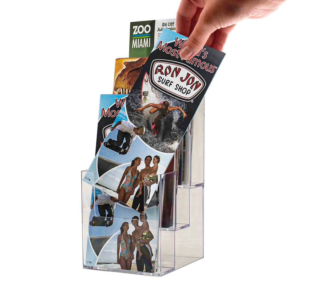 Brochure Holder for 4"W Trifolds 3 Pocket Tiered Display
