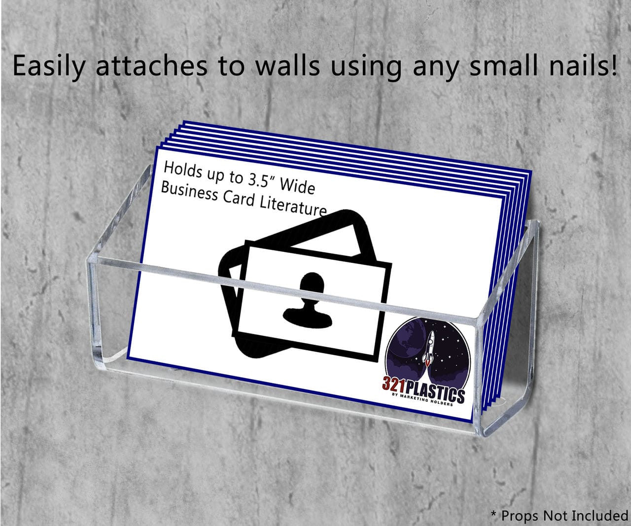 Business Card Holder Trough Style Clear Wall Mount Extra Capacity