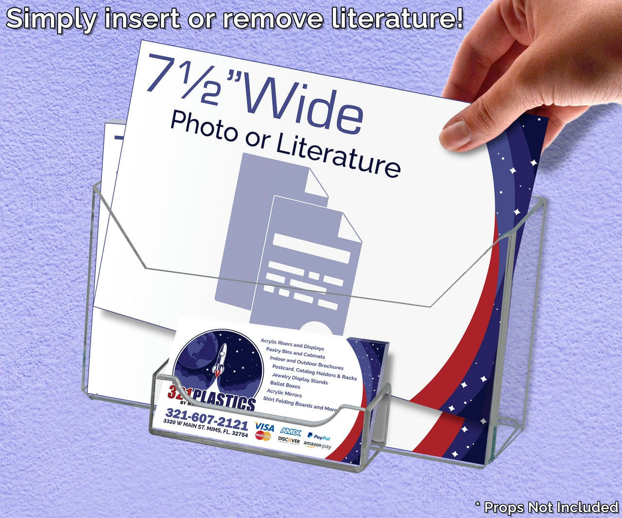 7.5"W Oversized Postcard Holder with Business Card Slot