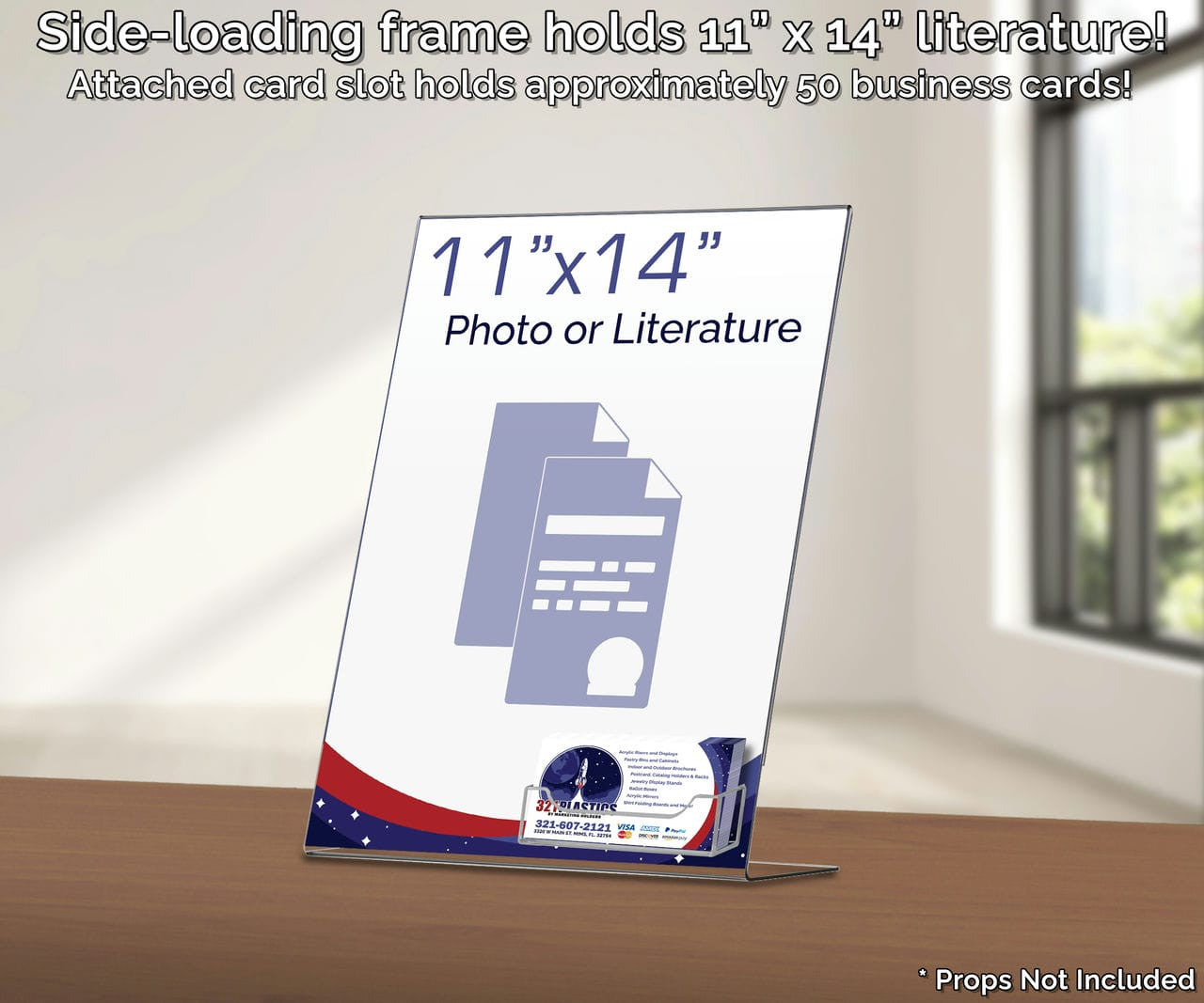 11"W x 14"H Vertical Graphic Image Sign Holder with Card Pocket