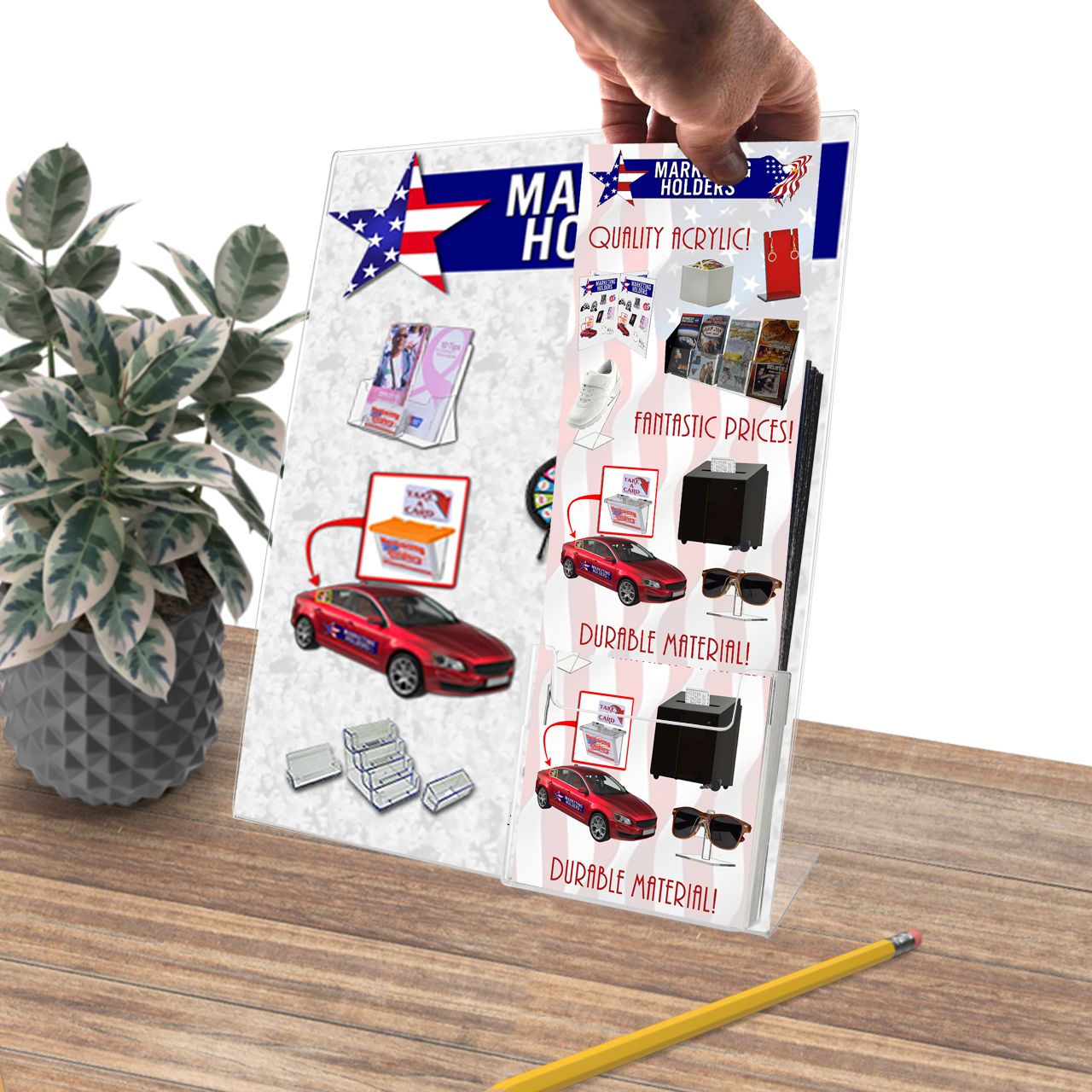 11"W x 14"H Sign Holder Slanted Display with Trifold Pocket