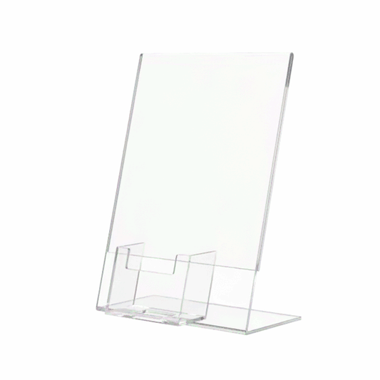 5"W x 7"H Slant Back Sign Holder with Vertical Card Pocket
