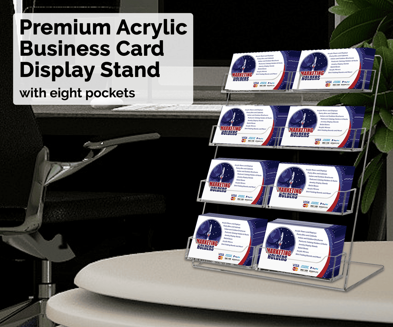 Slant Back Countertop Eight Pocket Business Card Holder