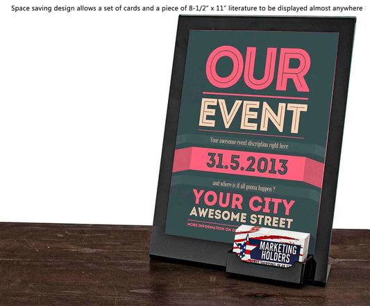 8.5"W x 11"H Unique Black Border Sign Holder with Card Pocket