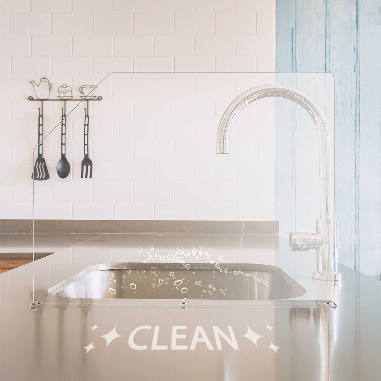 23.5"W x 18"H Sink Splash Guard Barrier