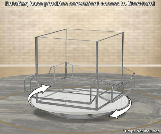 Spinning Business Card Holder with 4 Pockets and Center Storage Bin