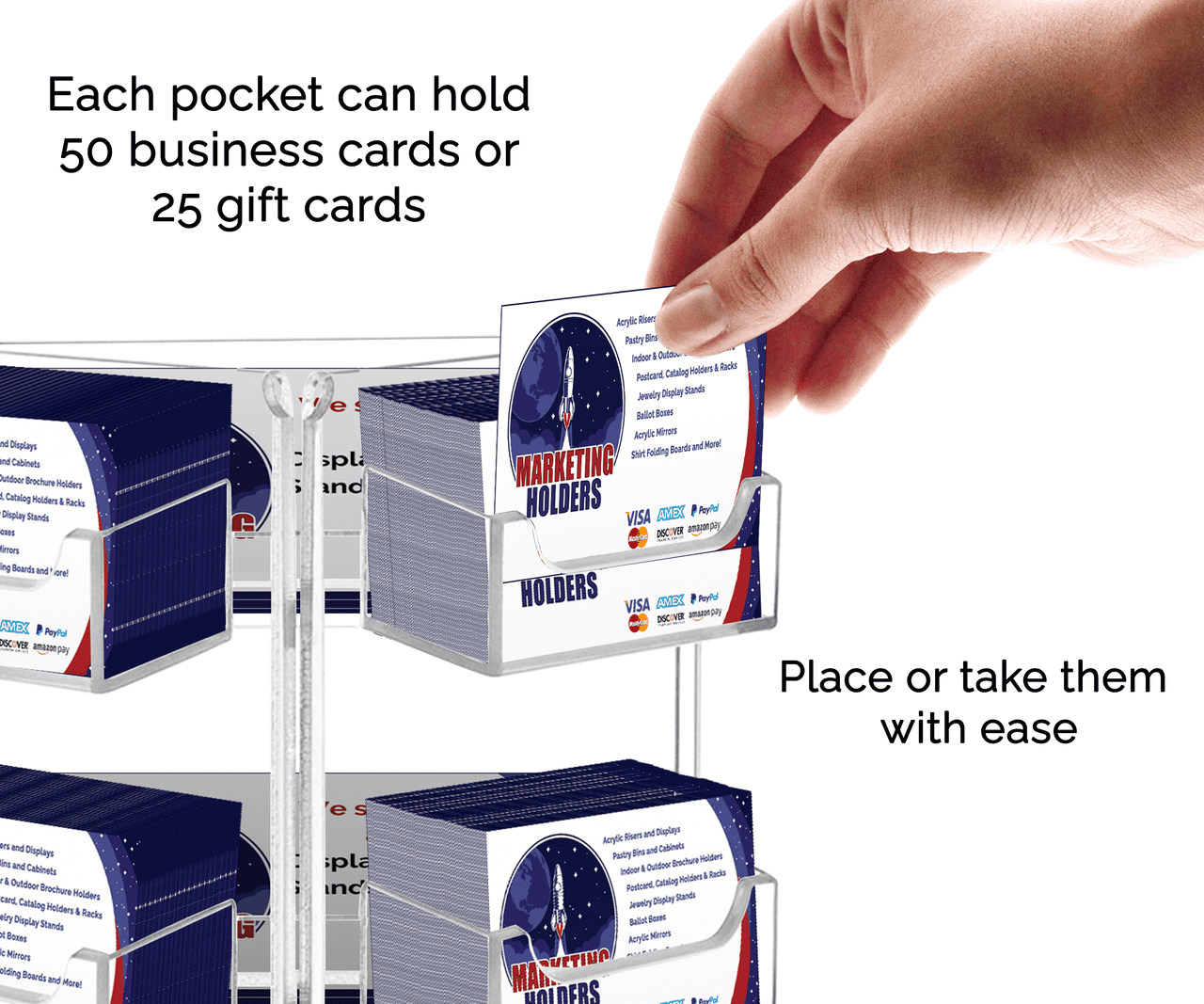 9 Pocket Spinning Business Gift Card Holder Countertop Multi Slot