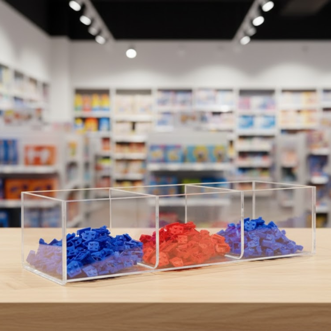 Clear Acrylic 12"W Storage Tray with 3 Compartments