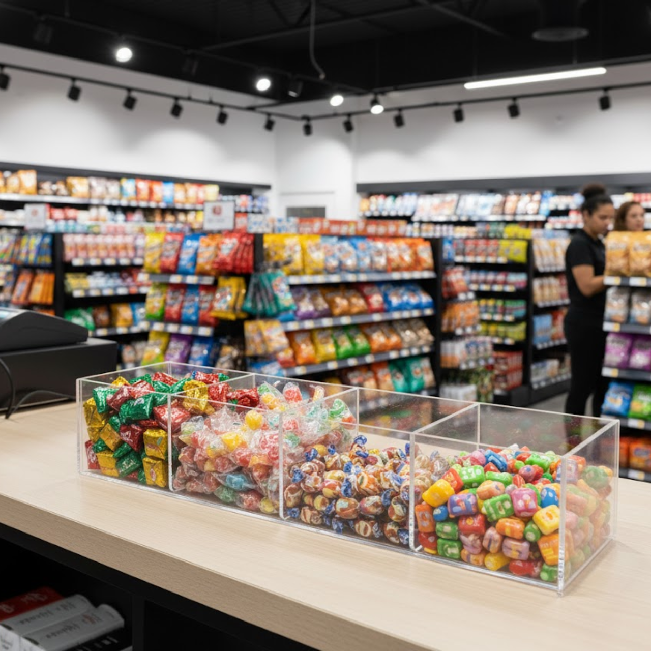 Clear Acrylic 15.75"W Tray with 4 Compartments