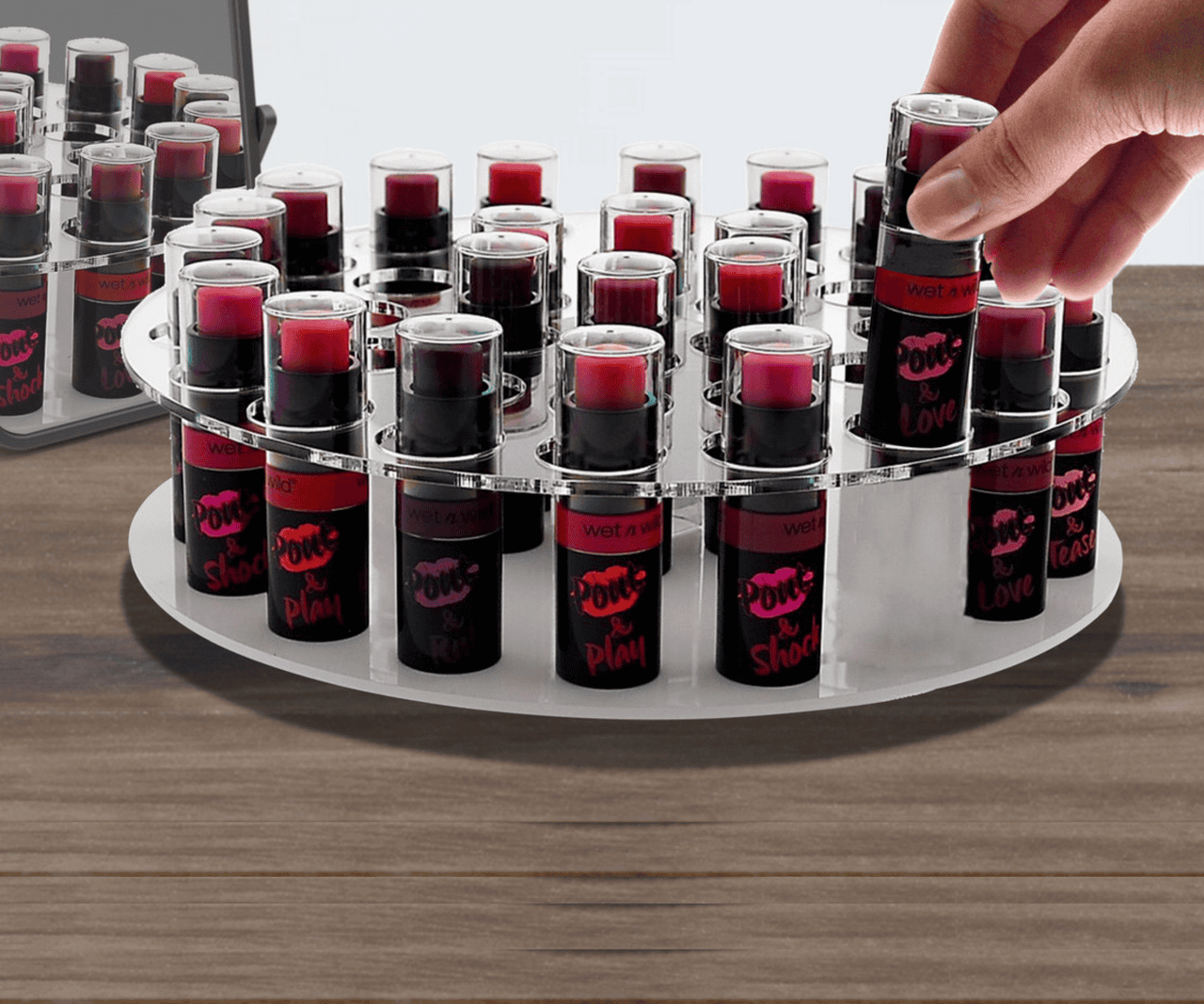 9"W Rotating Lipstick Holder Spin Display Essential Oil Organizer