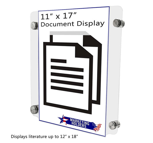 11"W x 17"H Sign Holder with Standoffs Photo Literature