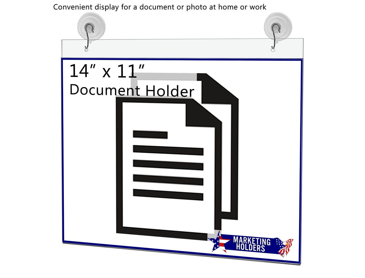 14"W x 11"H Window Mount Sign Holder Suction Cup with Hooks