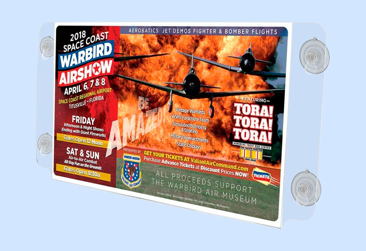 17"W x 11"H Window Poster Holder Double Sided with Suction Cups