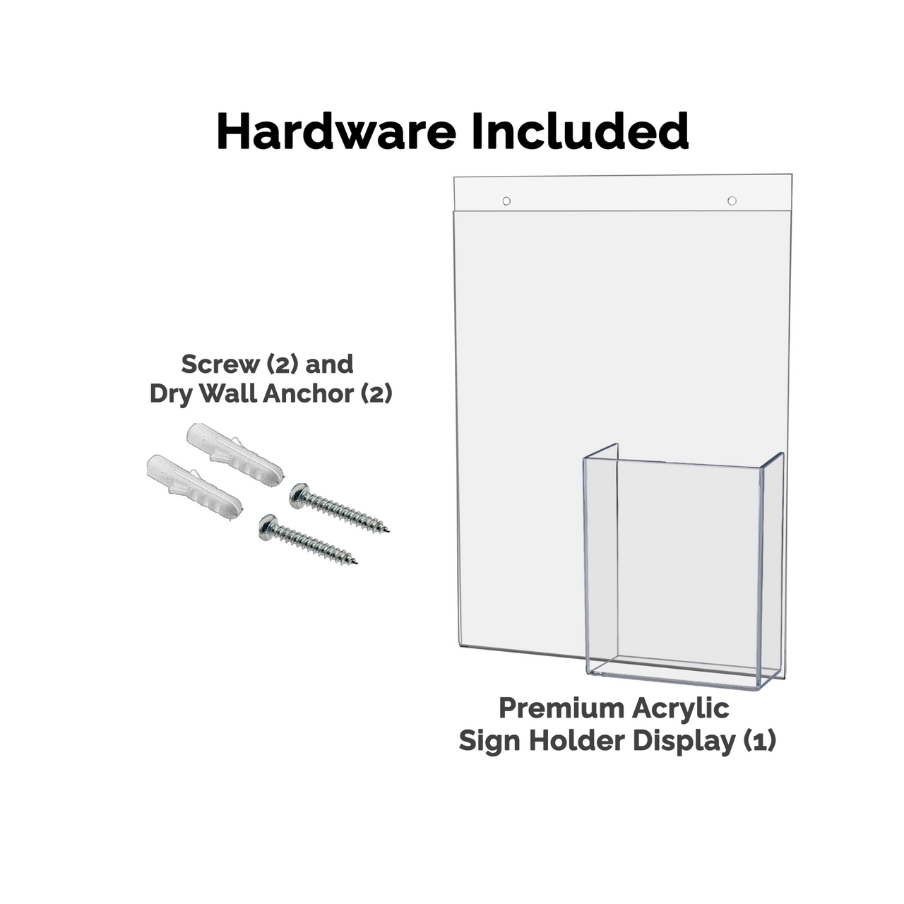 8.5"W x 11"H Wall Sign Holder with Brochure Pocket and Hardware