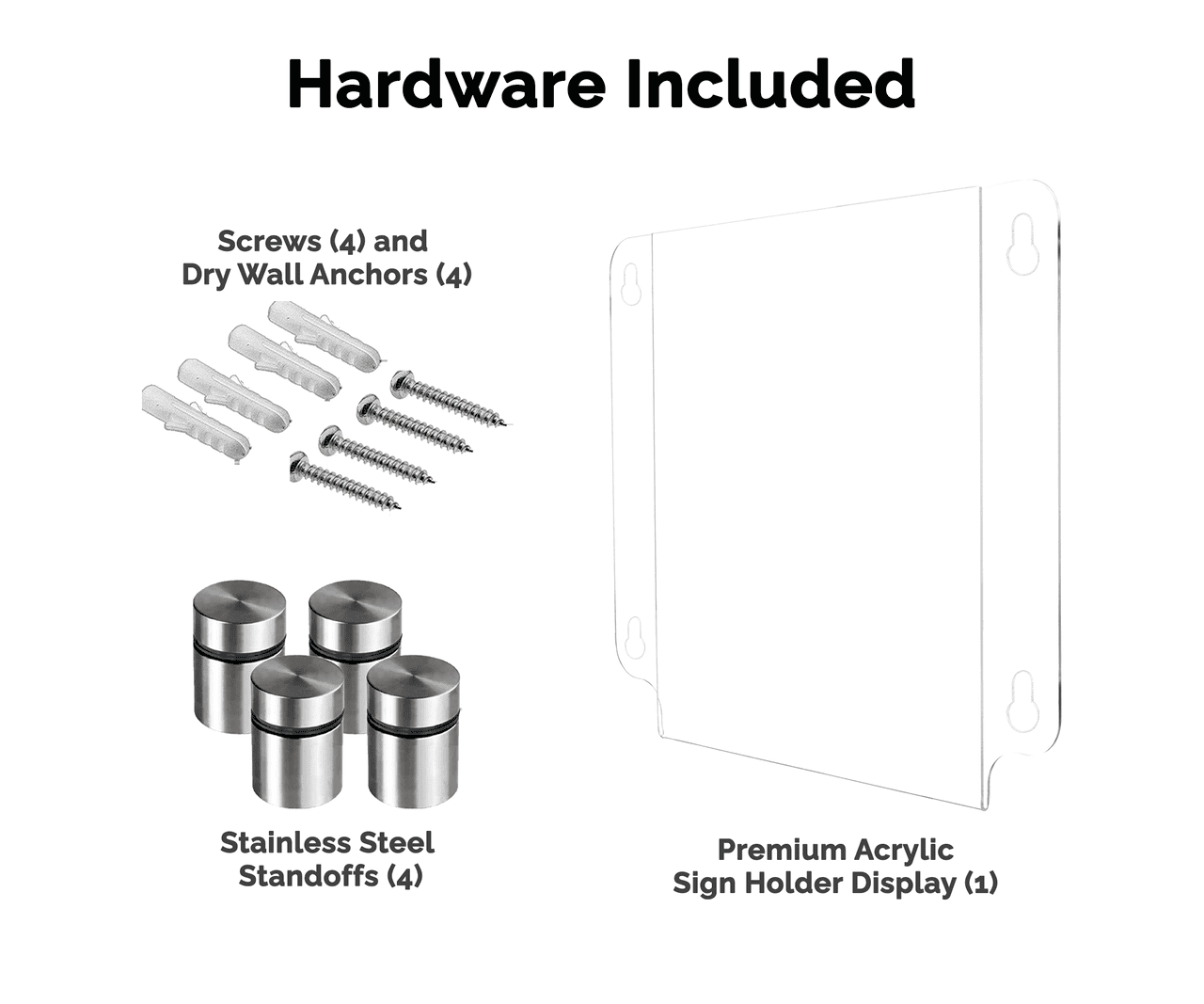 8.5"W x 11"H Sign Holder with Standoffs Business Hours Menu