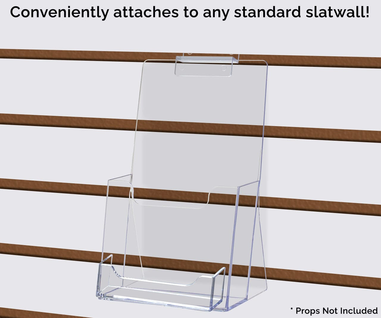 Slatwall 4.25" Trifold Brochure Holder with Business Card Slot