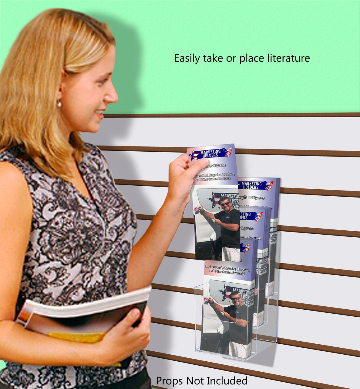 Slatwall 4"W Brochure Holder 3 Tier Rack Card Display