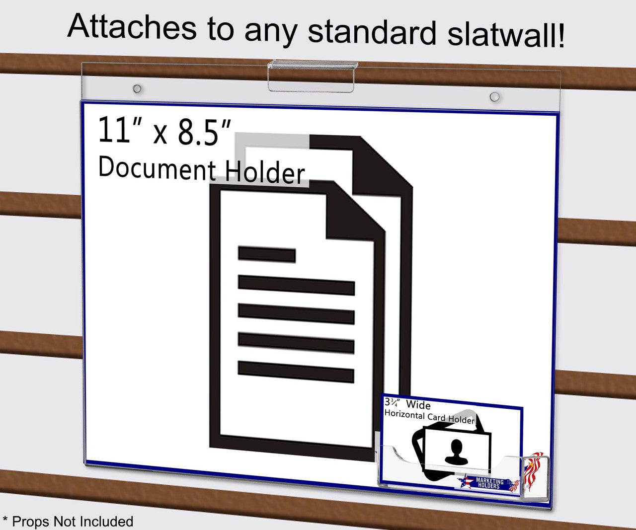 11"W x 8.5"H Slatwall Sign Holder with Business Card Pocket