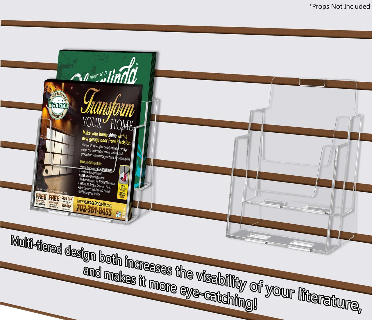 Slatwall 6"W Bifold Brochure Display 2 Tier Holder
