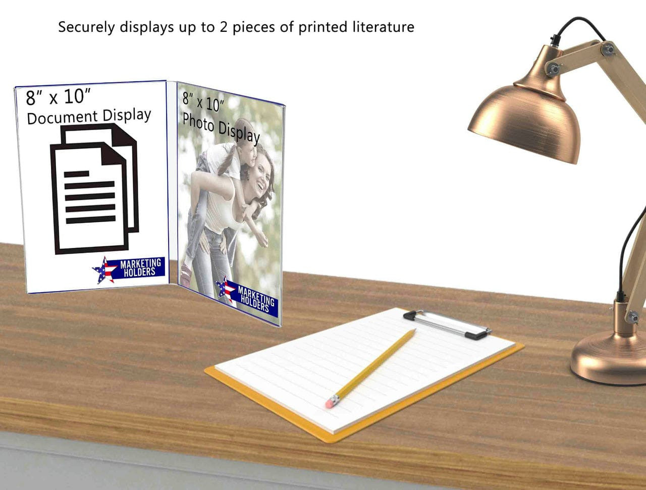 8"W x 10"H Sign Holder Double Panel Book Style Frame Table Tent