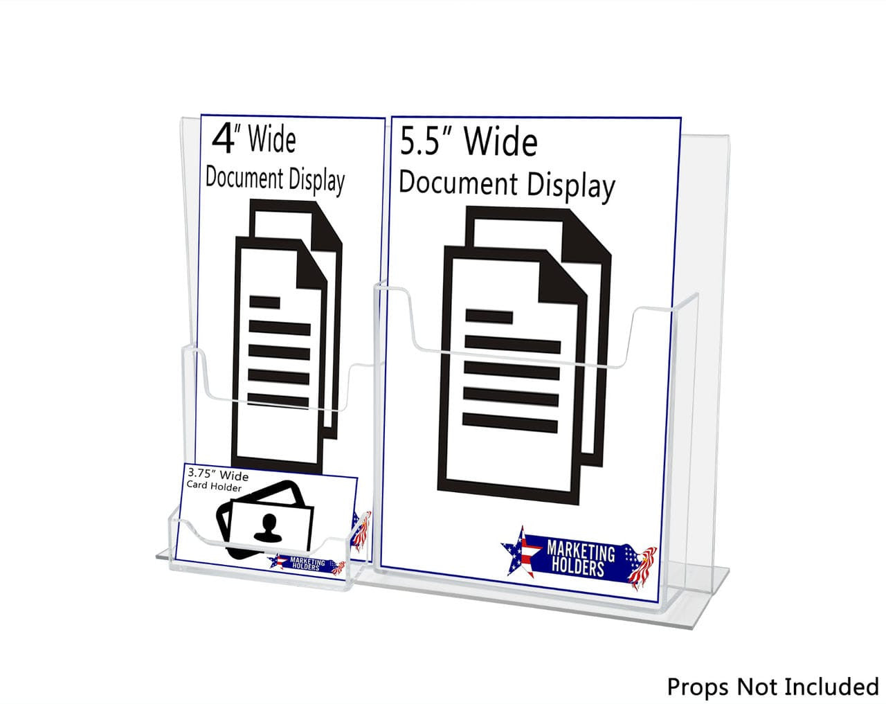 Brochure Holder for Trifolds Bifold and Cards on 11"W Sign Frame