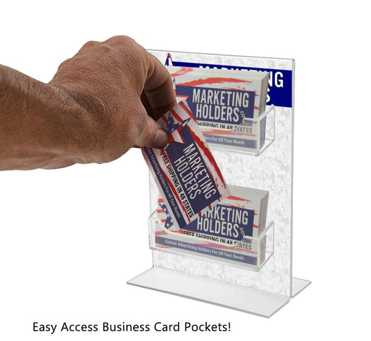 Easy Access Sign Frame with Two Business Card Pockets