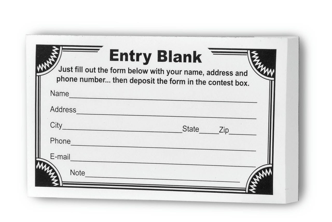 5" Blank Contest Entry Forms 100 Sheets Per Pad With Fancy Border
