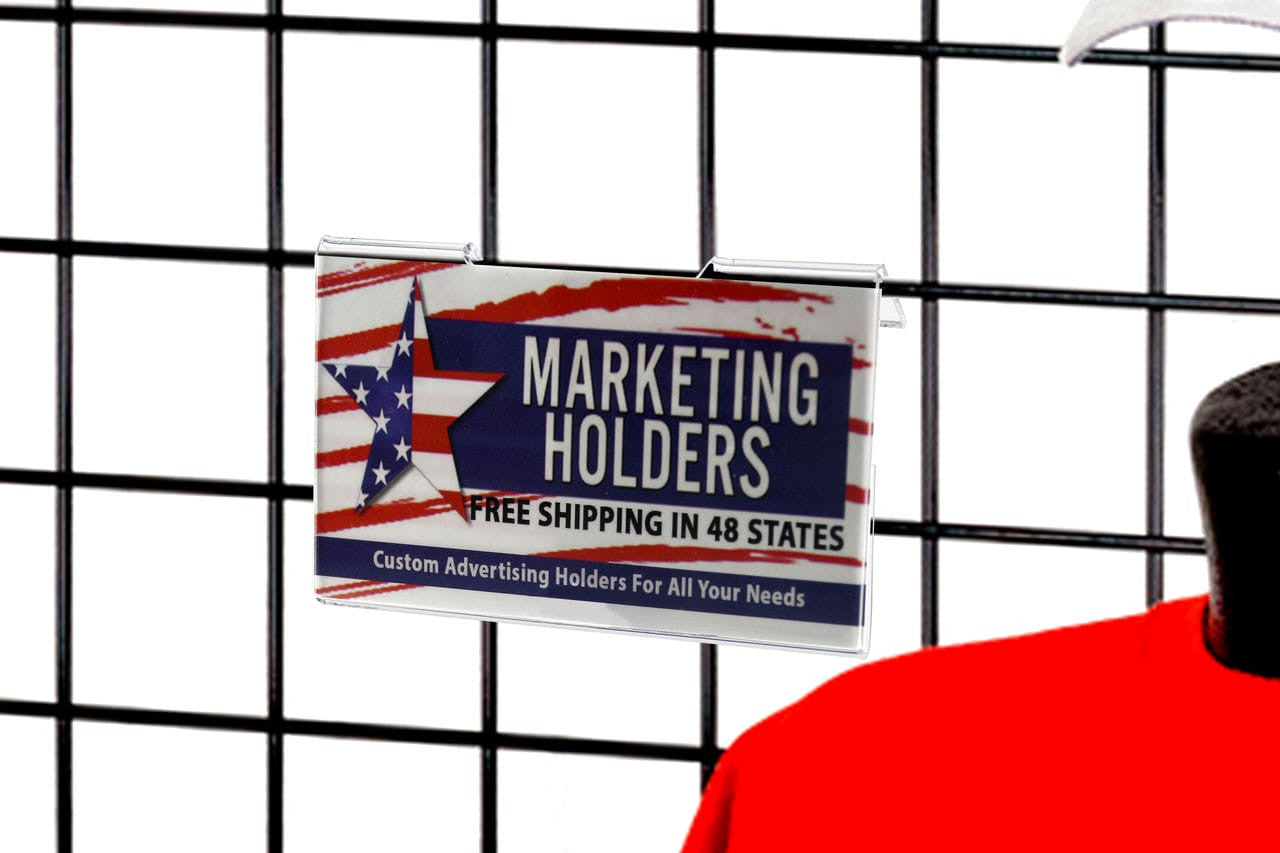 Grid Slatwall Business Card Holder 3.5"W Small Sign Display