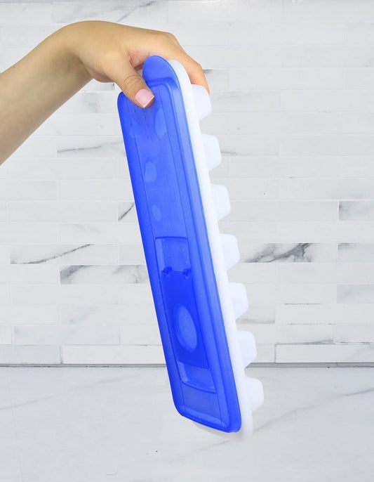 Ice Cube Tray with Lid No Spill Stackable Set Removable Covers