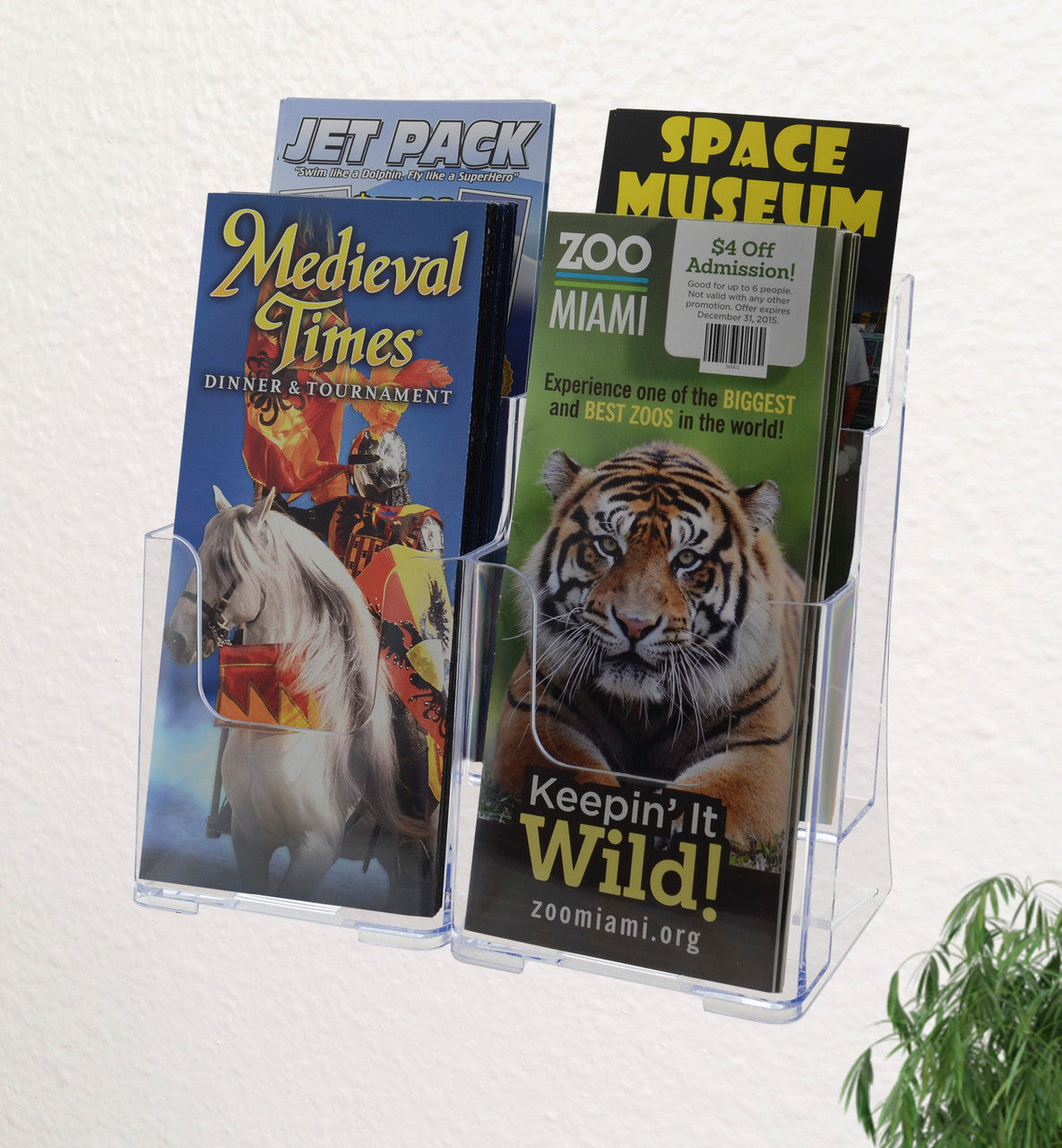 Trifold Display Stand for 4"W Brochures 2 Tier Organizer