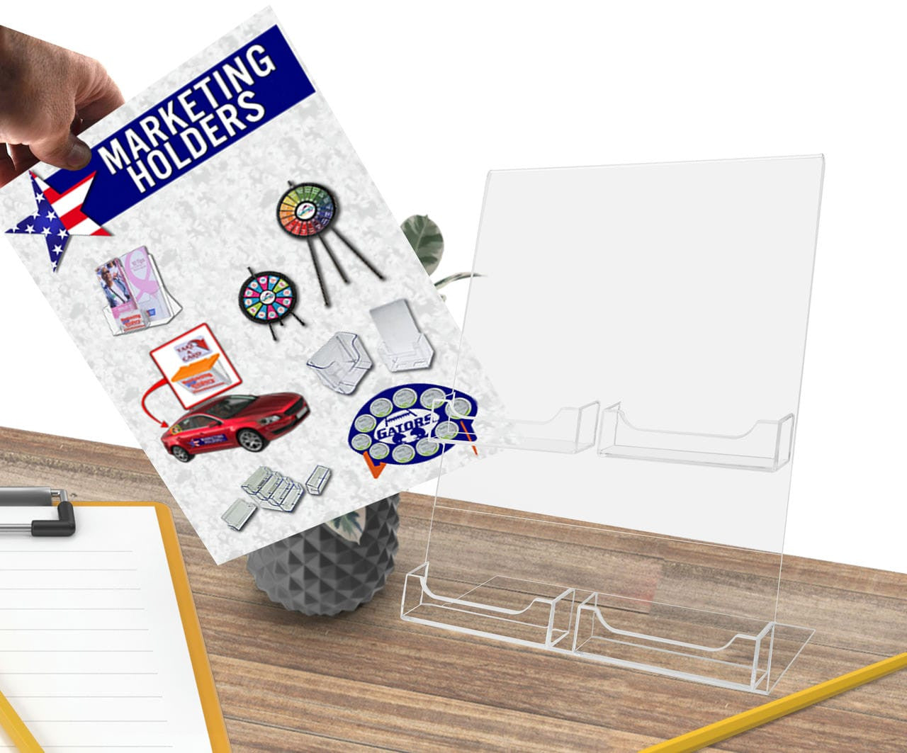 8.5"W x 11"H Front Office Sign Frame with 4 Business Card Pockets